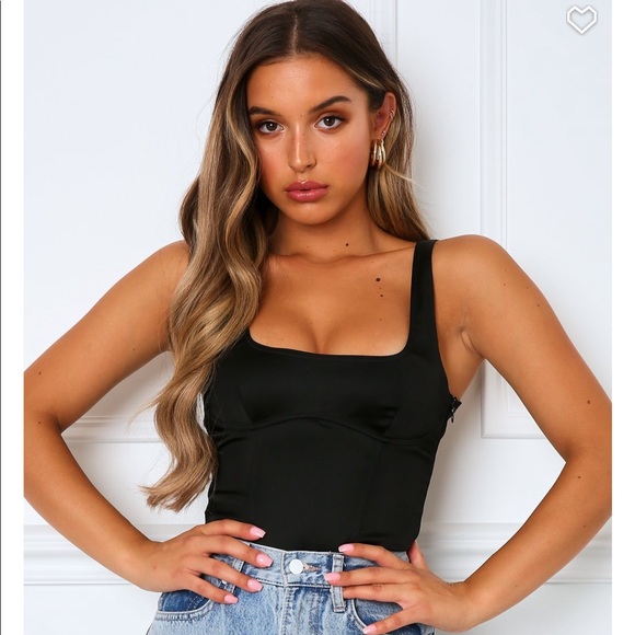 ✨SOLD✨ satin black bustier body suit - Picture 5 of 5